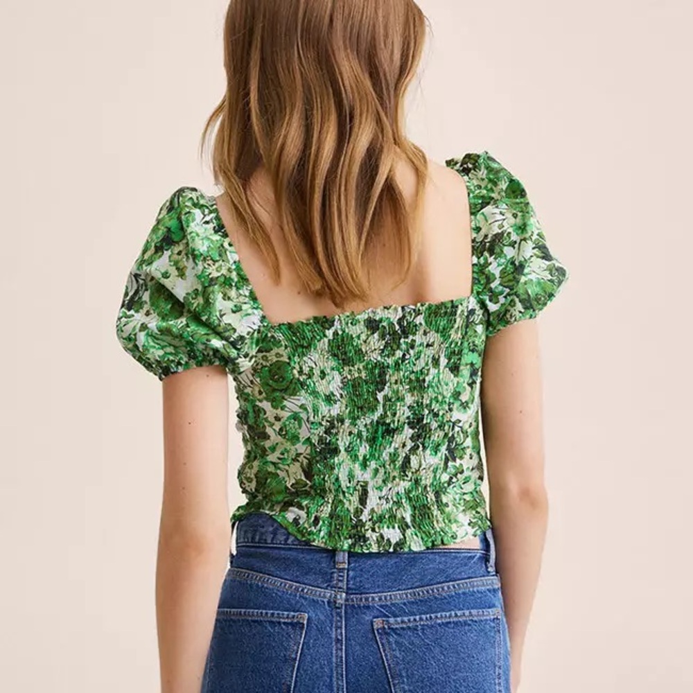 Mango Ruched Floral Print Top Size S - Picture 4 of 7